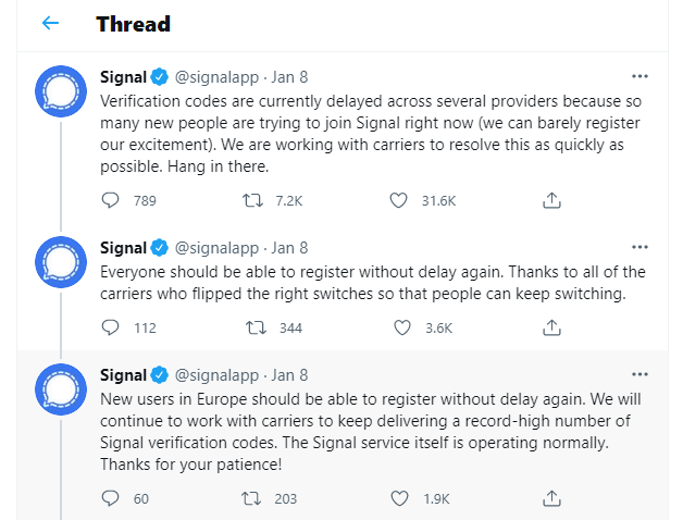 your signal verification code sms